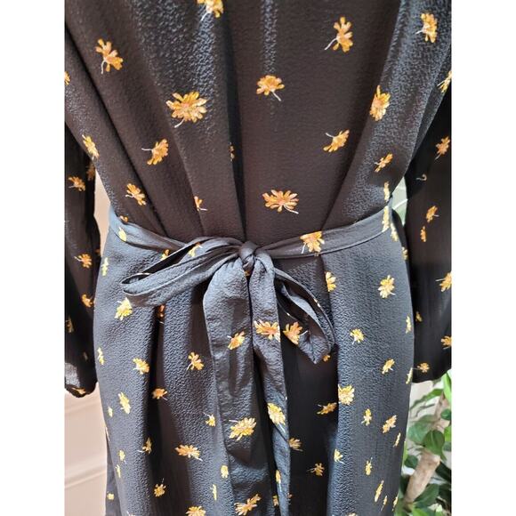 Madewell Women's Black Polyester Round Neck Long Sleeve Knee Length Dress Small - Picture 3 of 13